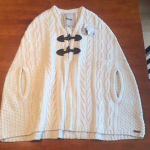 Roots cable knit poncho sweater